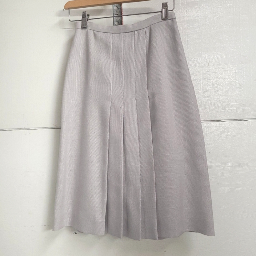Vintage 70's Pleated Academia Skirt Midi Plaid light Grey USA  JH Collectibles
